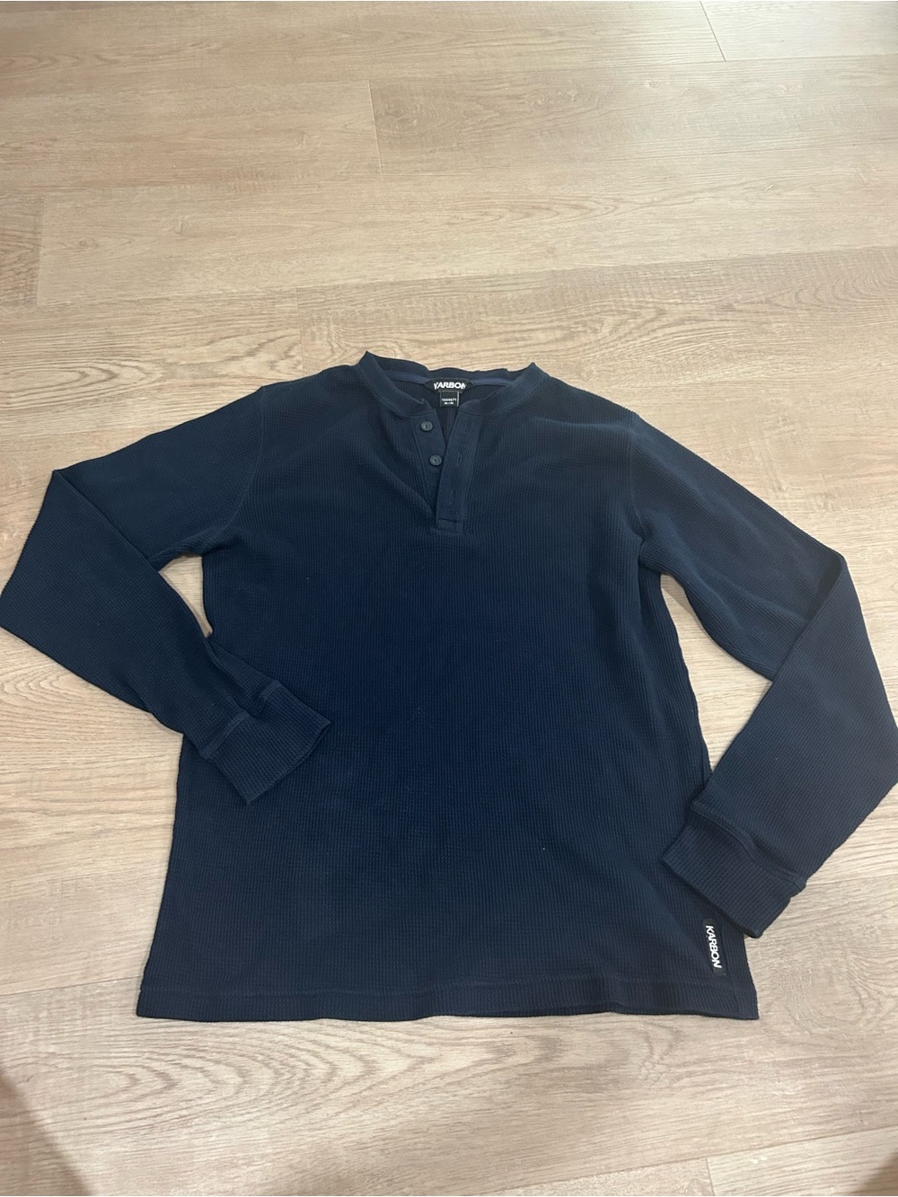 Karbon Men's Navy Long Sleeve Henley Shirt